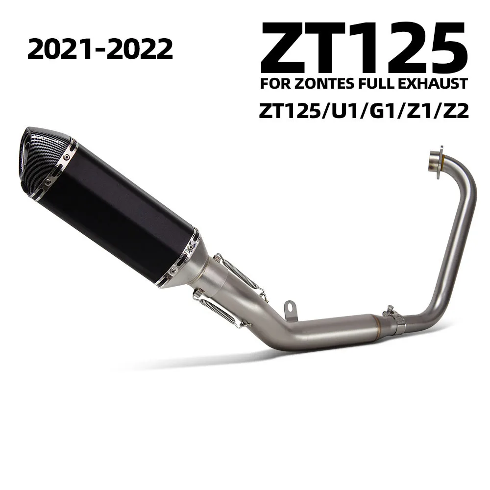

Moto Exhaust full System For Zontes ZT125 ZT155 Z1 Z2 U1 G1 2021-2024 Motobike exhaust 370mm Muffler street bike front link tube