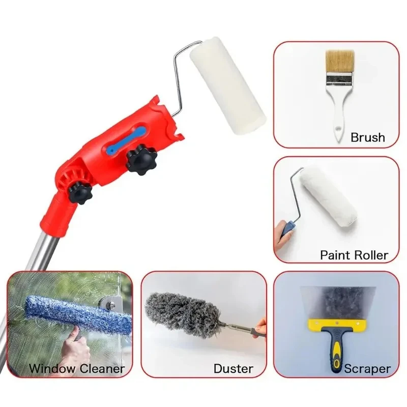 Multi-Angle Paint Brush Extender 180° Rotating High Ceiling,Walls,Moldings,Corners,Edger Paint Tool Extension Pole Attachments