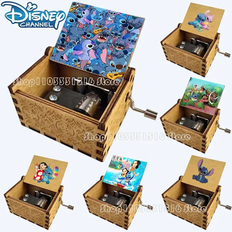 

Disney Stitch Music Box Classical Hand Cranked Music Box Children's Toy Creative Wooden Music Box Children's Christmas Gift