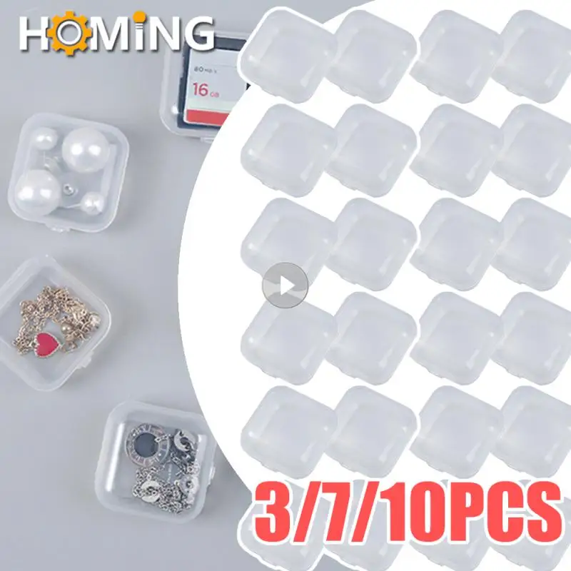 10-3PCS Mini Square Transparent Plastic Small Boxes 5/4.5/3.5cm Jewelry Storage Case Finishing Container Storage Small Pill Box