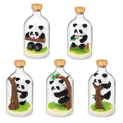 Micro Building Blocks Model Mini Bricks Kawaii Panda Assembly Games Toys for Kids Gifts with Display Bottle