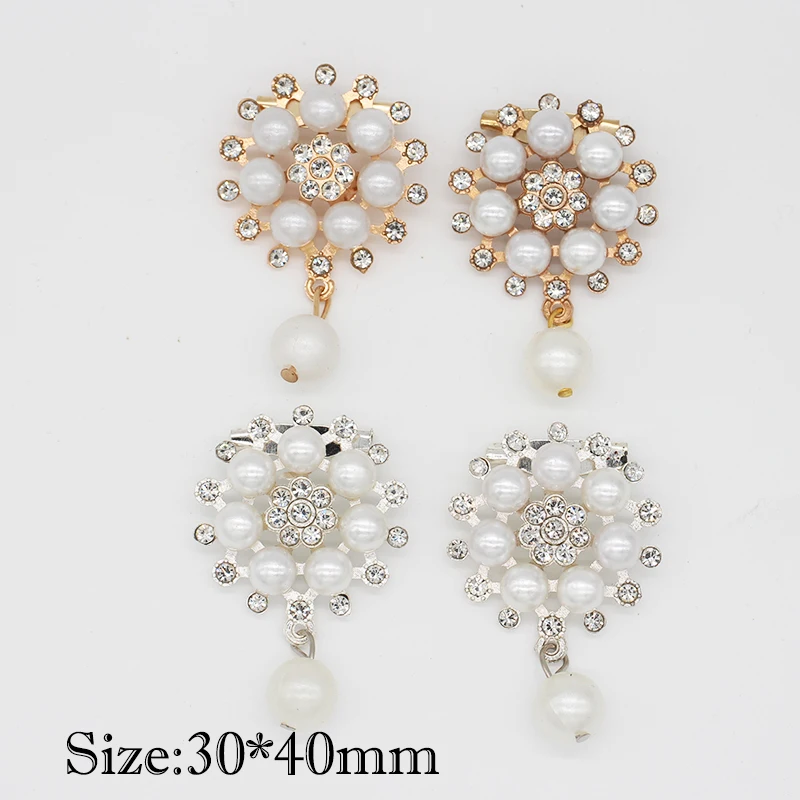 Wholesale 5Pcs/lot Simple Flower Rhinestone/Pearl Brooch For Pins Women Jewelry DIY Garment Sewing Manual Accessories