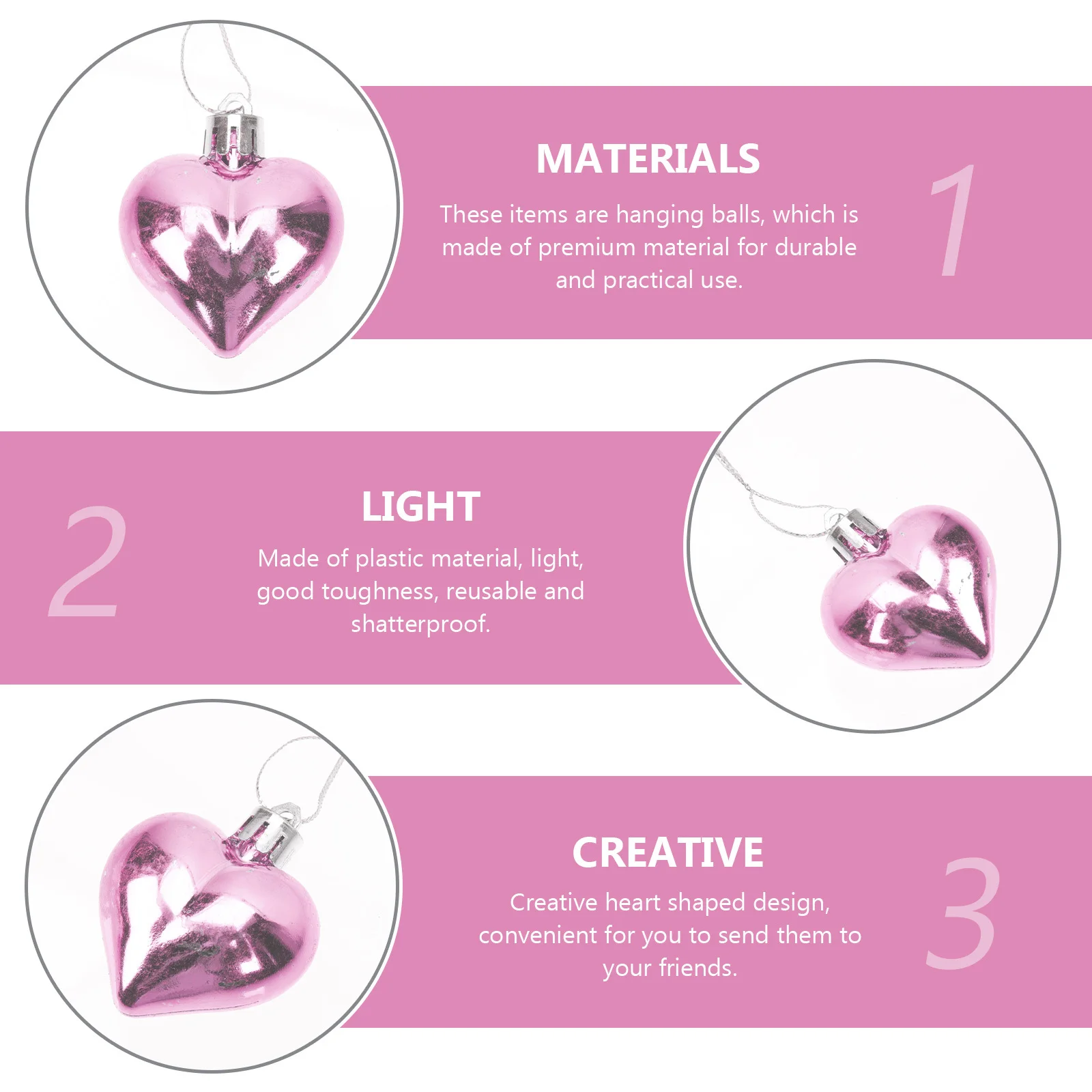 

12pcs Heart-Shaped Ball Pendants Plastic Electroplated Hanging Decorations For Valentine'S Day Party Festival Home Decor