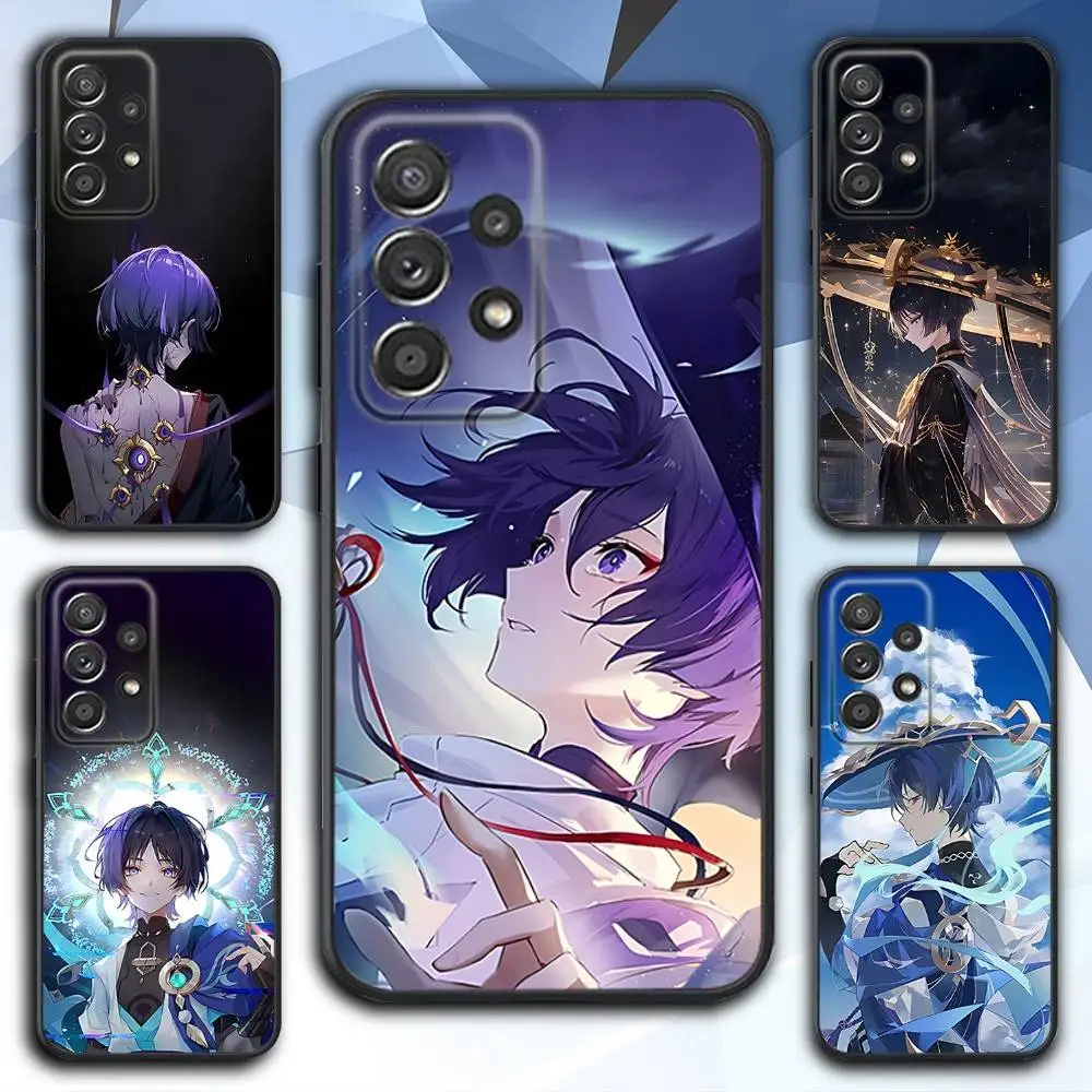 

G-Genshin Game Scaramouche Phone Case For Samsung S 25,24,23,22,30,21,10,9,Ultra,Plus,Lite,FE,4,5 G Soft Black Case
