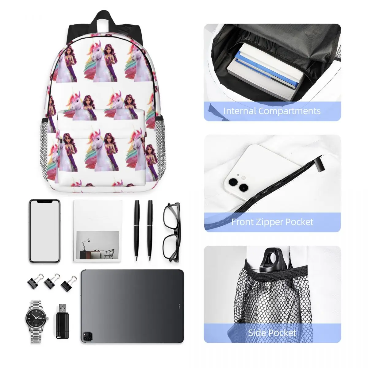 Unicorn Academy Sophia Wildstar Backpack Student Boys Girls BookBag Men Women School Bag Computer Shoulder Bags
