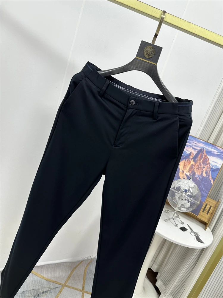 

Men's Faion Busin Casual Pants mid Waist Straight Leg Fce Treaent Slightly Elastic Warmth Retention Autumn Winter