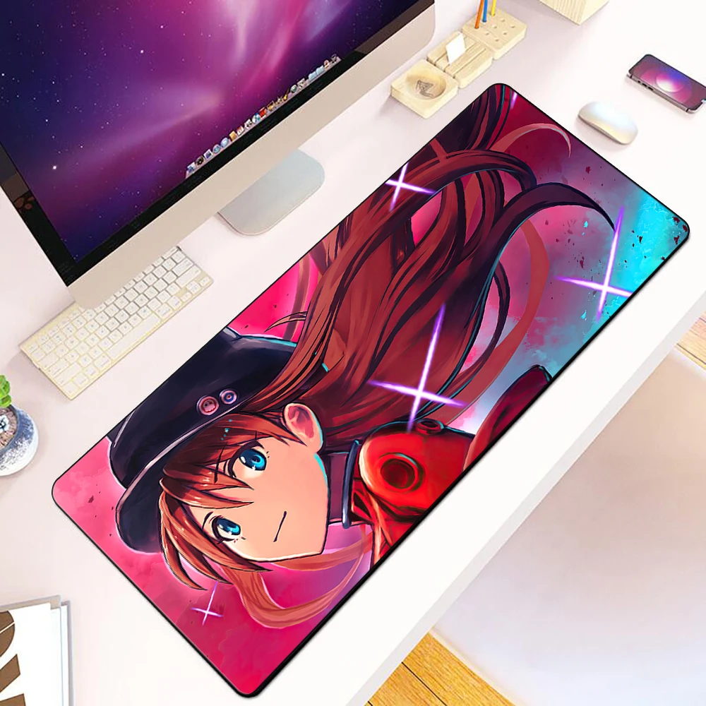 E-Evangelion Mousepad HD Printing Computer Gamers Locking Edge Non-slip Mouse Pad XXL90x40cm Keyboard PC Desk Pad