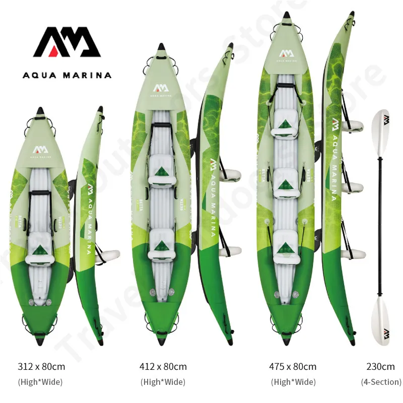 AQUA MARINA BETTA Inflatable Kayak 1-3 Persons Outdoor Water Sports Kayak Reinforced PVC Material With Oars 475x80cm Kayak Set