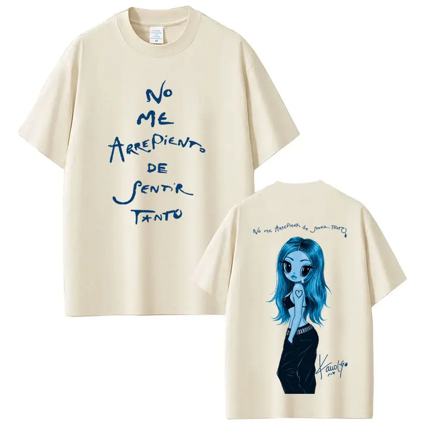 Karol G No Me Arrepiento De Sentir Tanto Album 2026 T-Shirt für Männer und Frauen, Mode Hip Hop Baumwolle Lässiges Oversized T-Shirt Streetwear – Detail 3