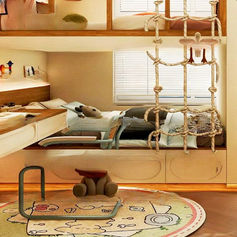 سرير الأخوات لطفلين، إطار تسلق من الخشب الصلب، سرير رياضي للوالدين والطفل، بيت شجرة، طابقين من الخشب الصلب