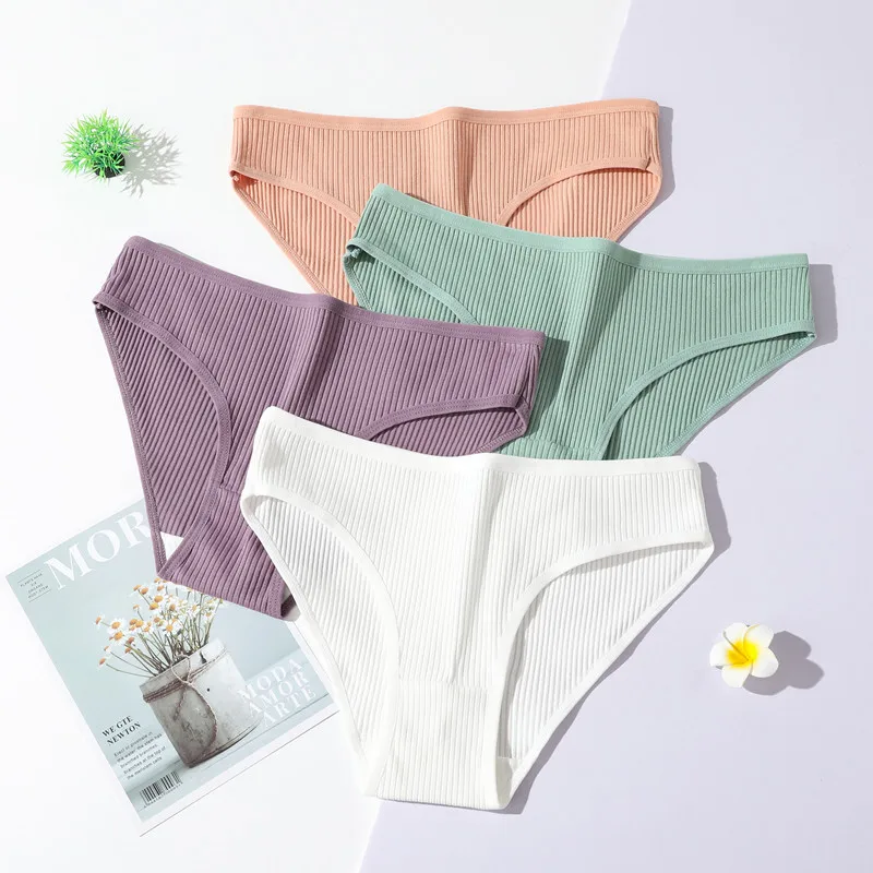 3Pcs/Set Cotton Panties Women Low Waist Underwear Seamless Briefs Solid Color Sports Breathable Underpants Female Lingerie image 4