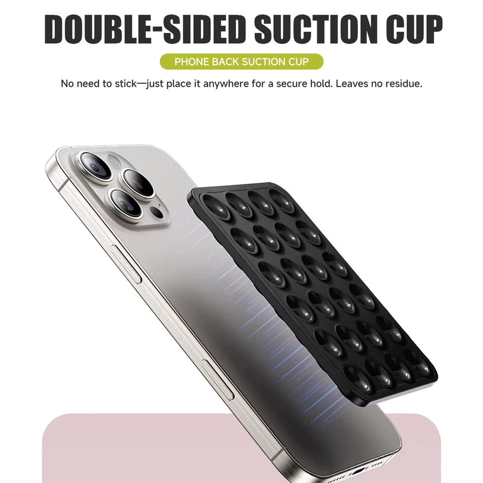 Almohadilla de silicona de doble cara con ventosa para iPhone 17 16 Pro, soporte con ventosa, adhesivo de silicona para fijación 2