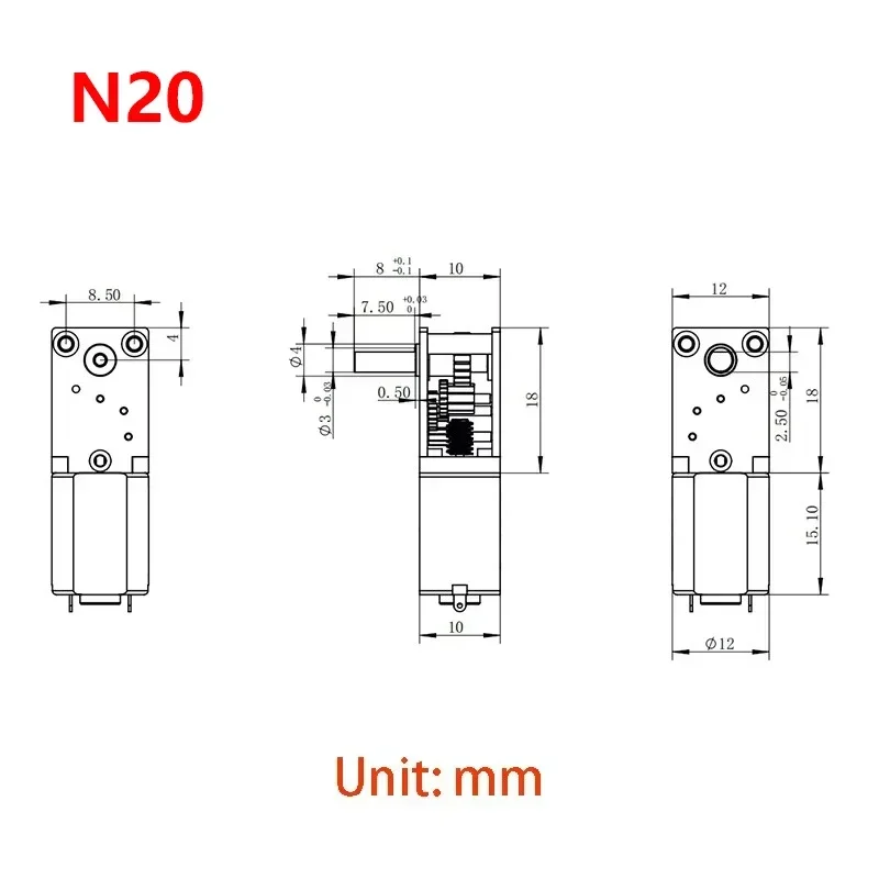 Micro 050 N30 N20 Worm Gear Motor DC3V-12V 6V 9V 4-762rpm Slow Speed  All Metal Gearbox Engine Right Angle Output Shaft
