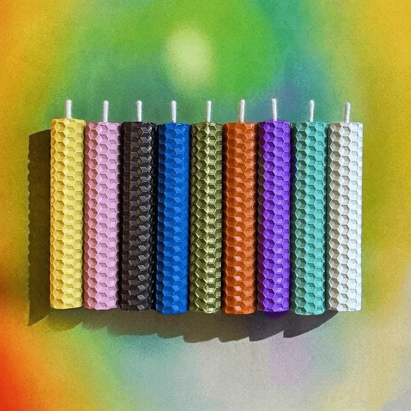 Hand Rolled Beeswax Unity Candle 4 Inch Multicolor Small Handmade Candle for Ceremony Celebration Home Decor