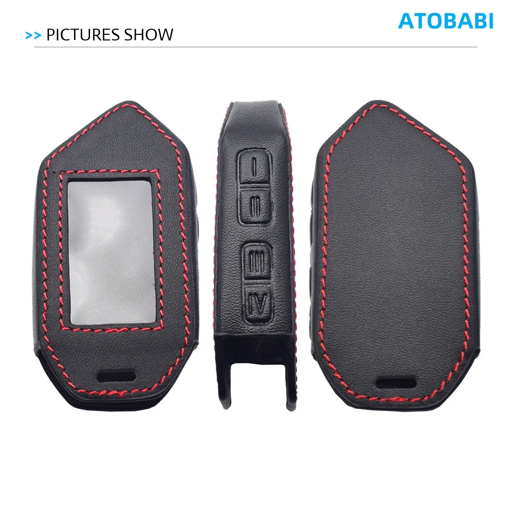 Leder Auto Schlüssel Abdeckung Tasche Für Scher-Khan Mobicar A B 1 2 3 M10 M20 Zwei-wege Auto Alarm System LCD Fernbedienung Fobs Shell Fall Zubehör – Detail 2