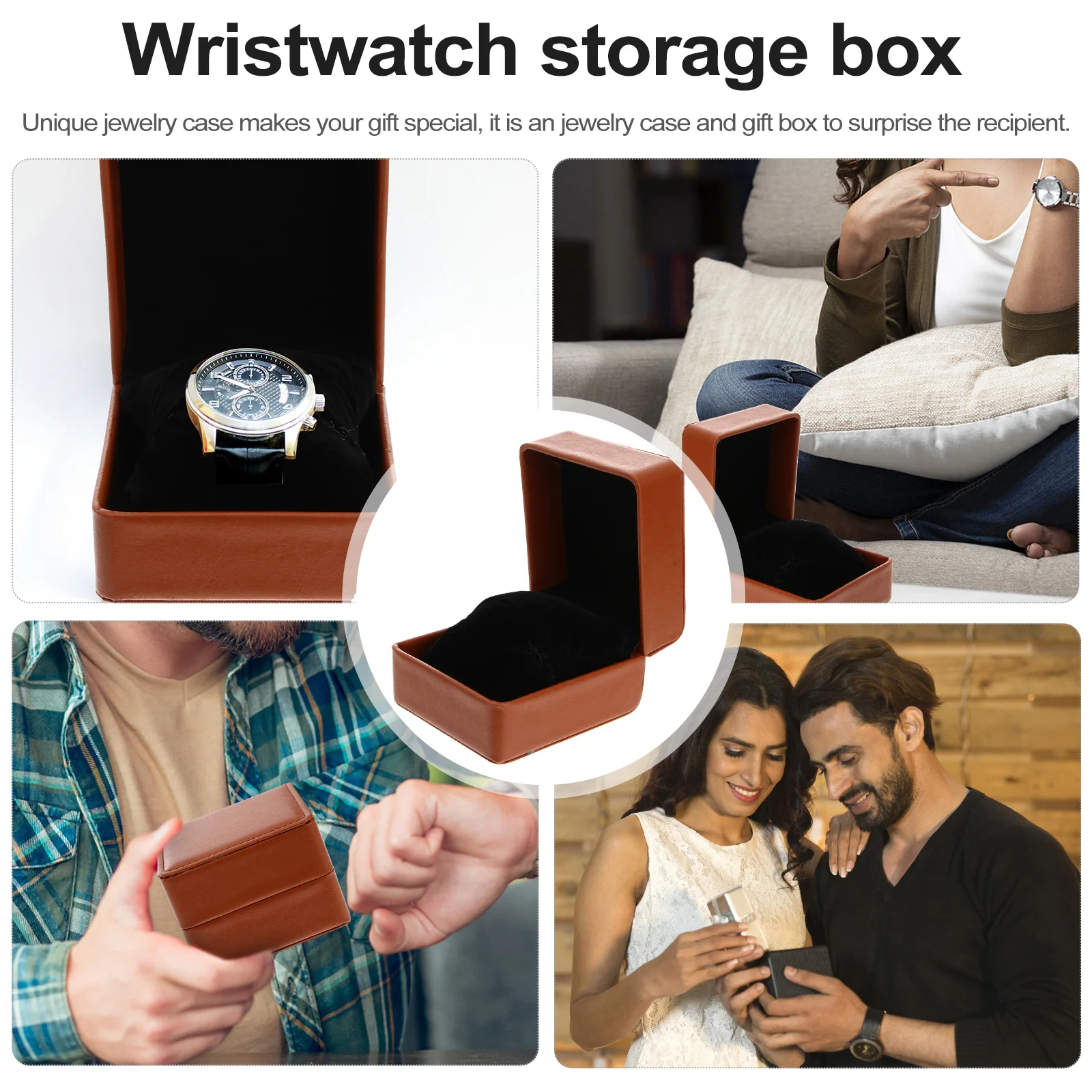 

Pu Watch Box Wristwatch Storage Case Jewelry Organizer Display Holder For Collection Bracelet Gift Packaging
