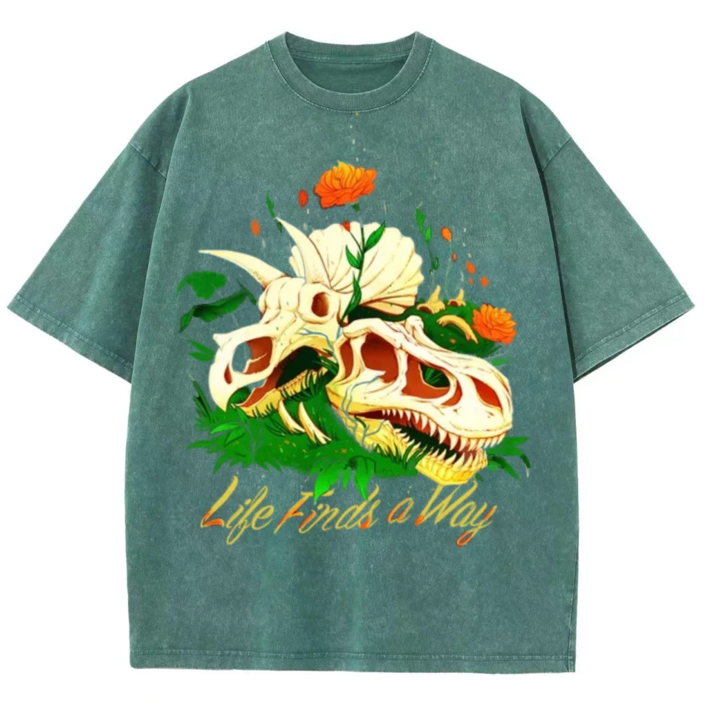 Y2K Washed T Shirt For Men, Hip Hop Cartoon Dinosaur Graphic Printed Oversized Tshirt, Harajuku Short Sleeved Tops Streetwear