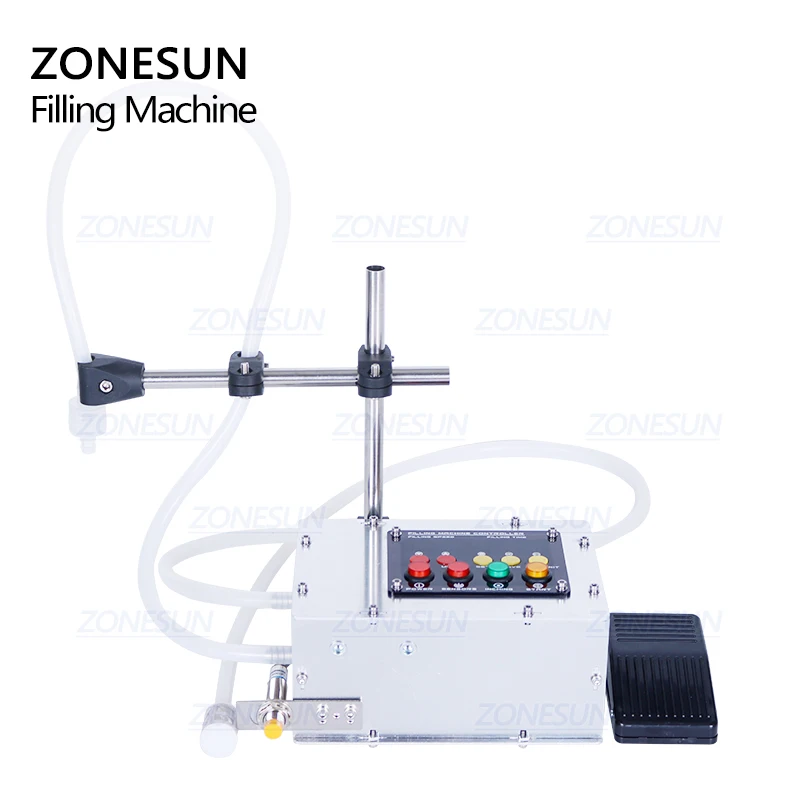 ZONESUN التصنيع باستخدام الحاسب الآلي شبه التلقائي ذكي التعريفي المياه المعدنية عصير مانجو زجاجة حليب الصويا الحجمي ماكينة حشو
