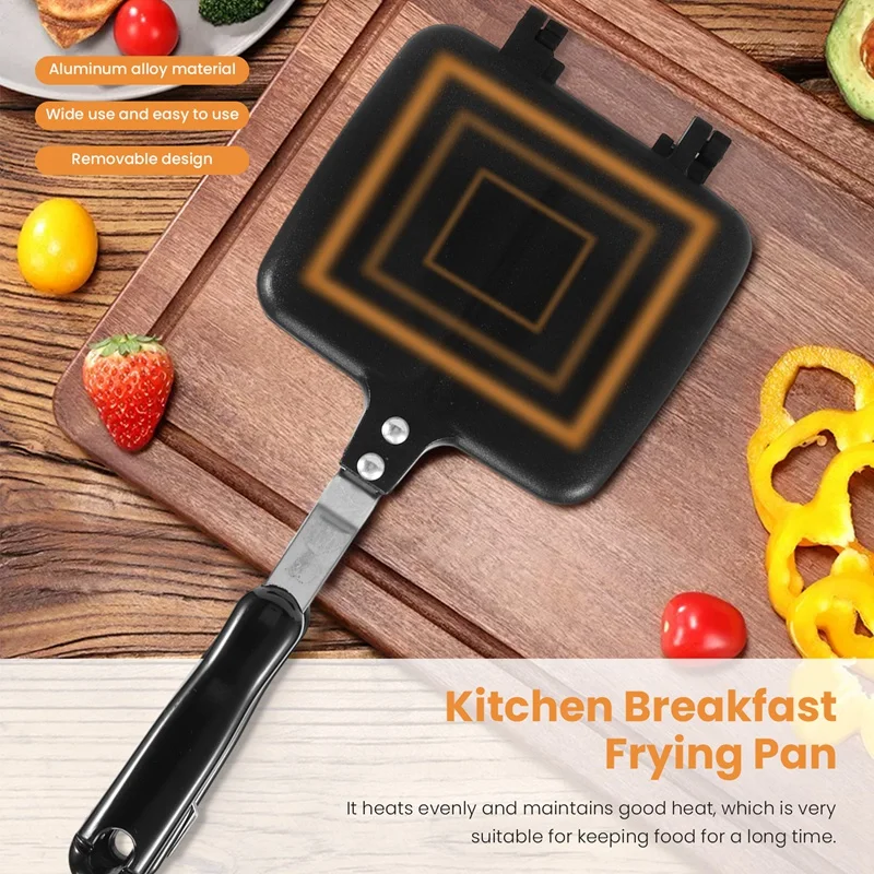 Grilled Sandwich Panini Maker,Bread Toast Breakfast Machine,Hot Sandwich Pan,Nonstick Aluminum Removable Flip Frying Pan