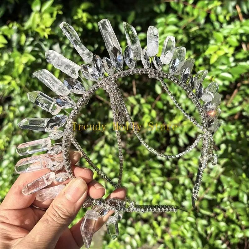 N5KB أنيقة الزفاف التيجان الكريستال Hairhoop الزفاف دش خوذة للتصوير الفوتوغرافي