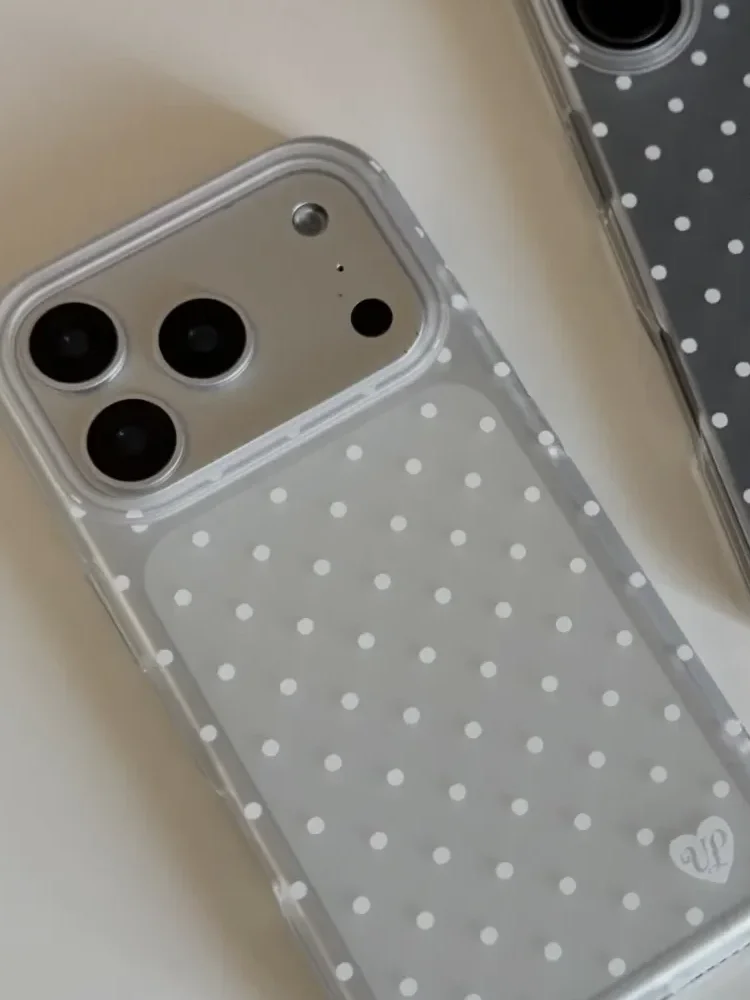 Korean Style Minimalist White Polka Dots Phone Case For iPhone 17 AIR 16 15 14 13 12 11 PRO MAX MINI 7 8 PLUS Dustproof Cover view 5