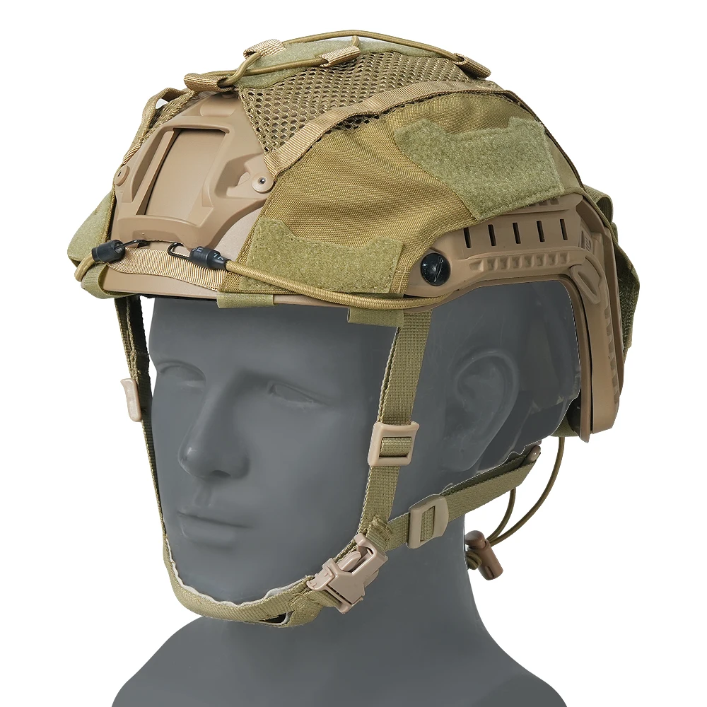 BOOIU Tactical Helmet Cover with Battery Rear Pouch for Fast Helmet Paintball Hunting Shooting Gear - 500D Nylon