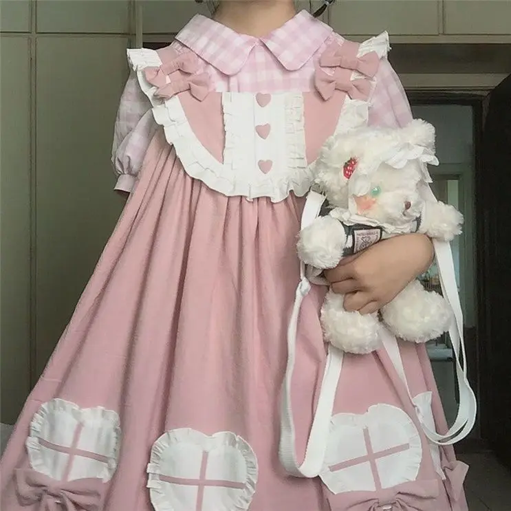 فستان لوليتا بلون سادة فستان لطيف شبح لوليتا فستان jsk فساتين تنورة بحمالات للنساء 2025 مقاس عادي #3