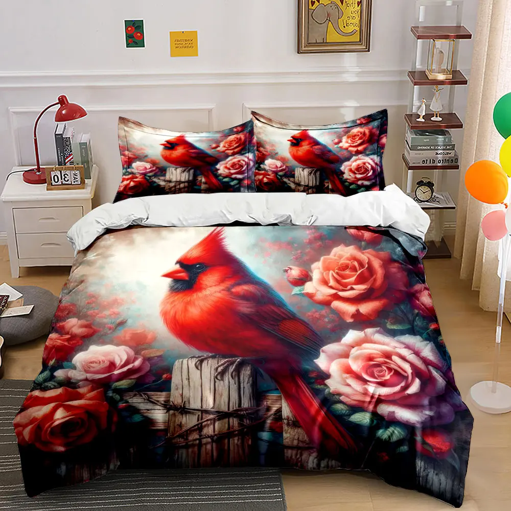 Roses blooming on the red privet fence Print Duvet Cover Bedding Set Included 1*Duvet Cover 2*Pillowcases Luxury gifts