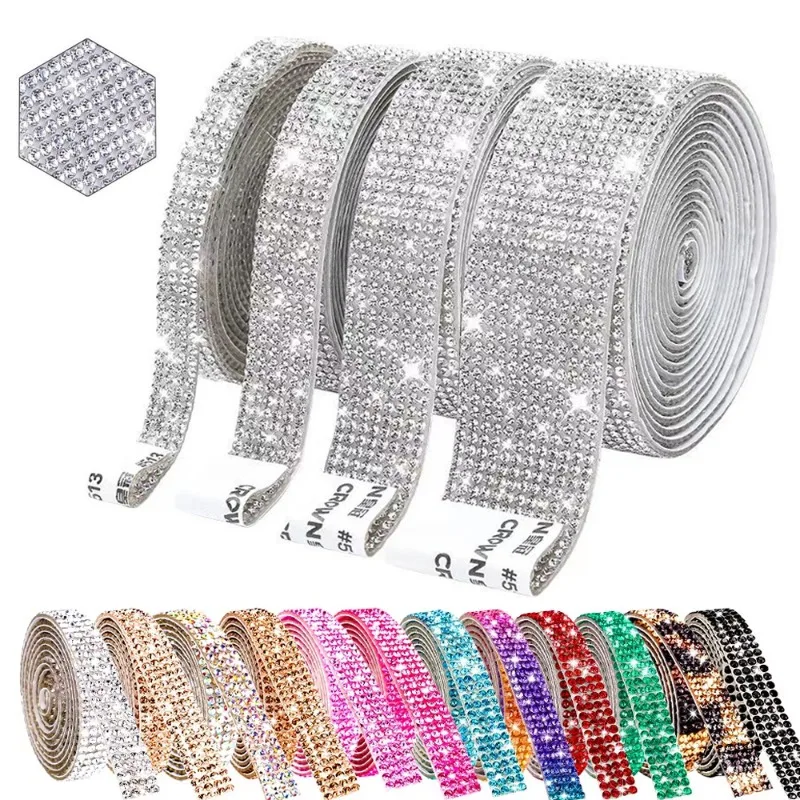 Self Adhesive Crystal Rhinestone Trim Strip, DIY Hairclip Garment Car Pet Wedding Craft Applique Accessories