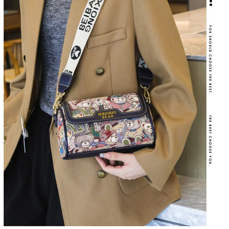 New Trendy Unique Design Cartoon Bear Single Shoulder Bag Chic Crossbody Bag Original Women's Shoulder Bag Purses and Handbags view 4