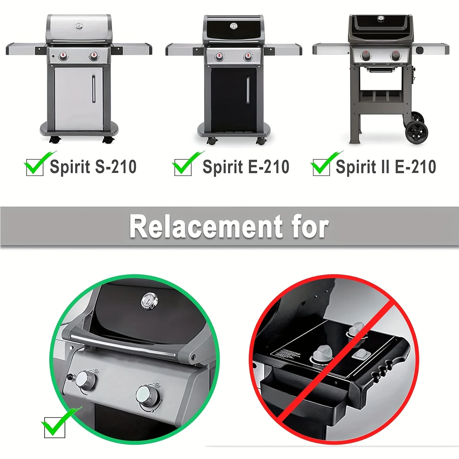 15.3-Inch Thicker Flavorizer Bars for Weber Spirit 200 Series (Front Control), Spirit E-210 Grill Replacement Parts, 304 Stainle