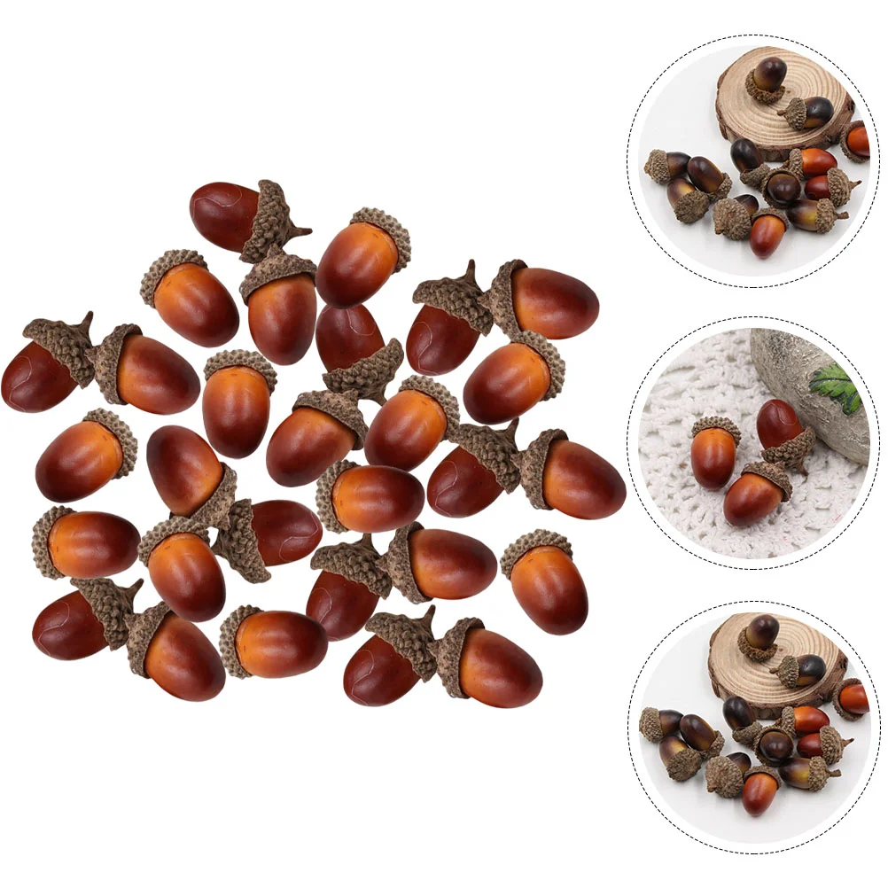 30 Pcs Ornament Christmas Decor Simulated Acorns Tree Pendant Carton DIY Acron for Garlands Making Foam Photo Props