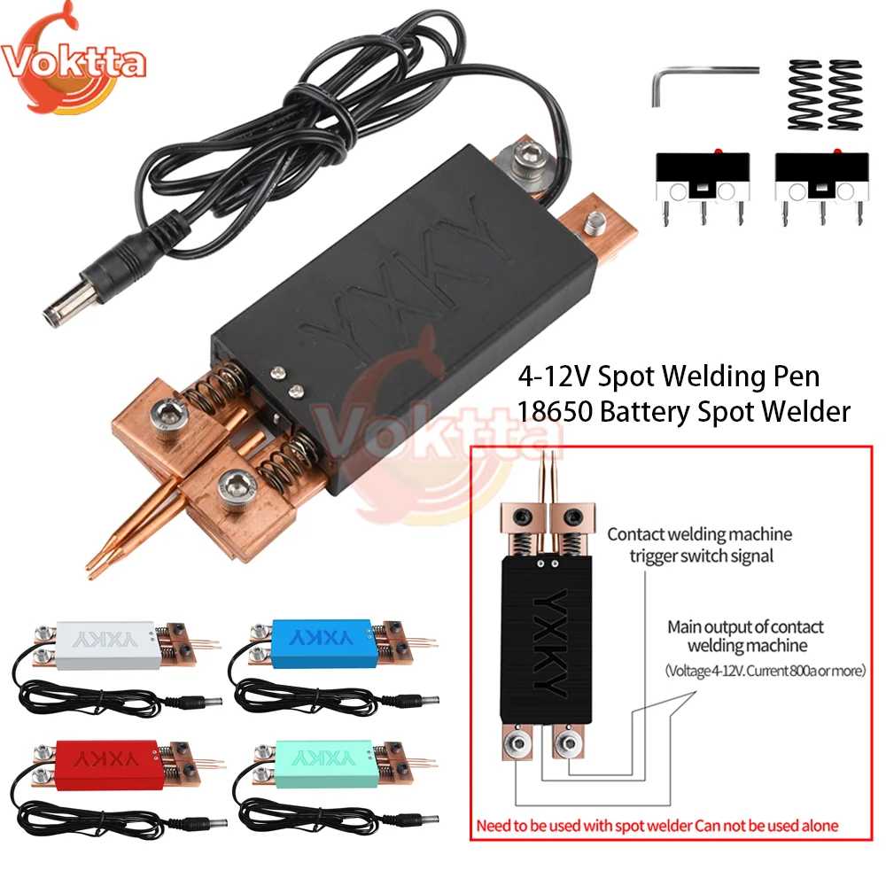 4-12V Portable Spot Welding Pen 18650 Battery Automatic Trigger Spot Welder Machine Integrated Double Springs Welding Tools