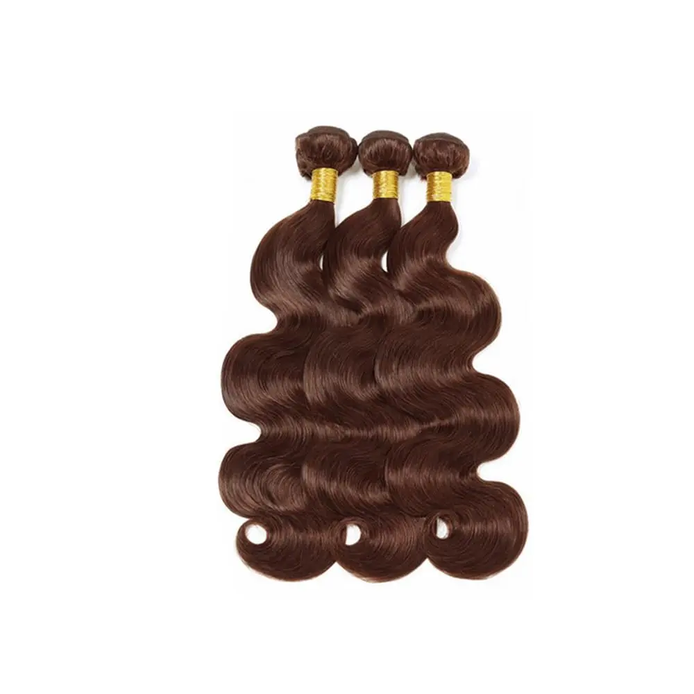 Pacotes brasileiros do cabelo humano do weave do corpo, trama dobro, cabelo humano real, marrom chocolate, #4, 20 ", 22", 24 ", 1, 3 pacotes