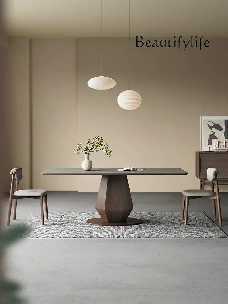 

ss7486 SSNordic Rock Plate Dining Table Light Luxury Rectangular Full Support Oak Italian Household Solid Wood Dining TableNew L