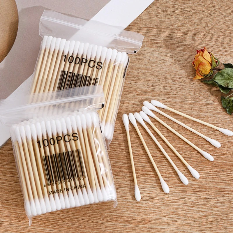 

Baby Dual-Tip Cotton Swabs Wooden Sticks with Soft Tips for Ear and Nose Cleaning Children's Hygiene Care and Beauty Tools