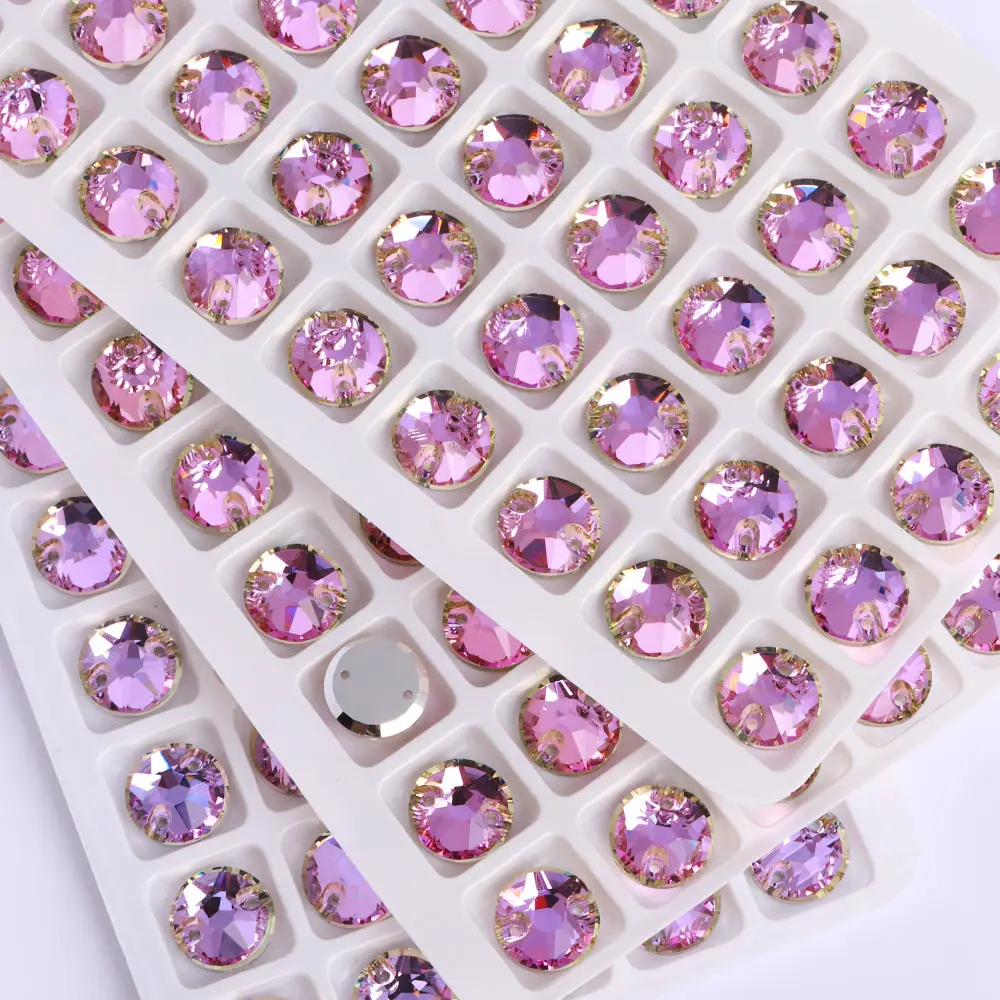 8/10/12mm Mix Size Sew-On Rhinestones Round Beads Glass Stones Flatback Diy Sewing Accessories For Clothing Deco Needlework