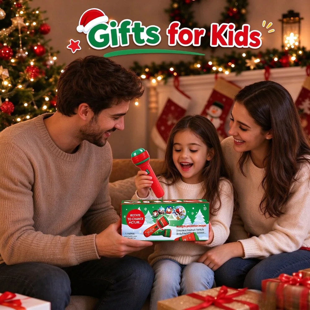 Children's Christmas Gift Projection Flashlight Toy Baby Early Education Pattern Fun Christmas Glowing Toy,  Lightsaber
