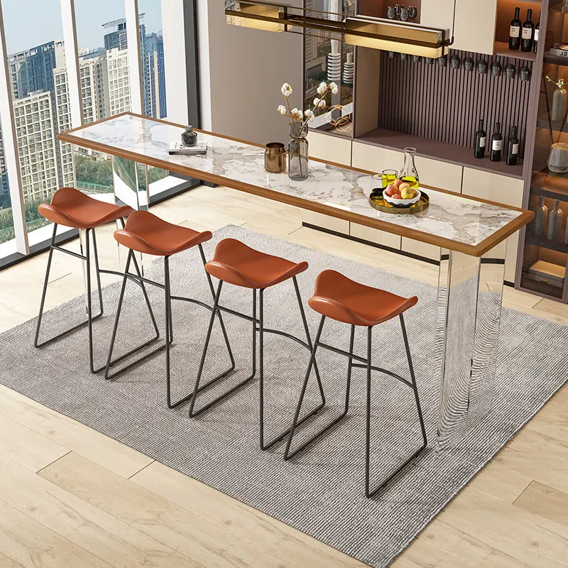

High-End Bar Table with Designer Marble Top & Solid Wood Base - Modern Wall-Mounted Long Narrow Table for Bar Furniture JT40