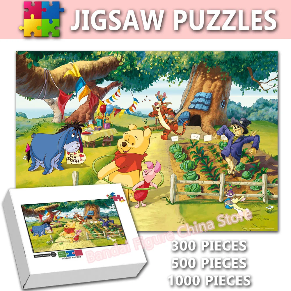 

Winnie The Pooh and Friends Cartoon Puzzle 300/500/1000 Pieces Disney Anime Tiger Bear Intelligence Jigsaw Puzzle Kids Toys