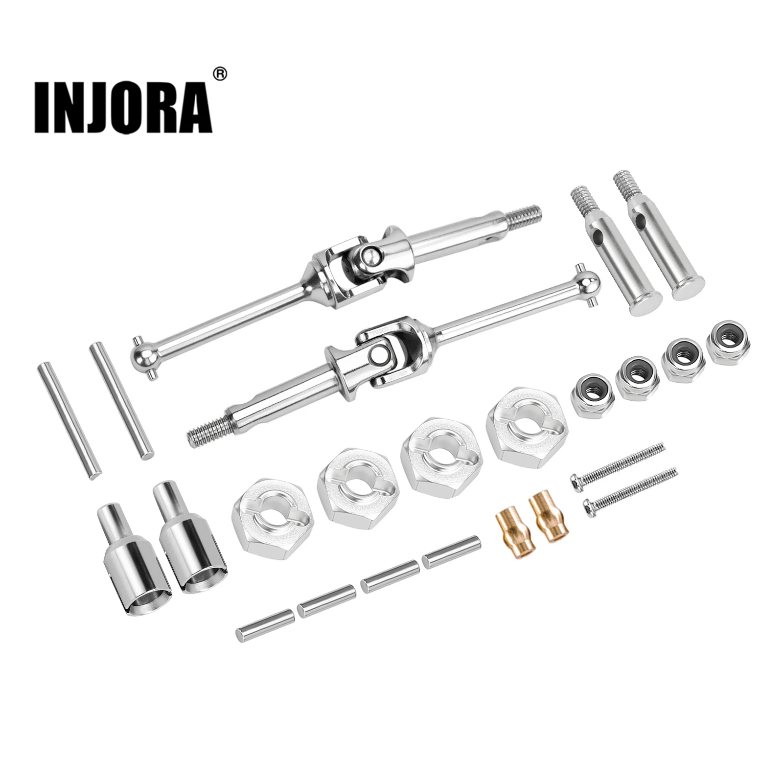 INJORA Stainless Steel U-joint Drive Shaft, Axles, Wheel Hexes Set for Losi Micro-B Micro-T