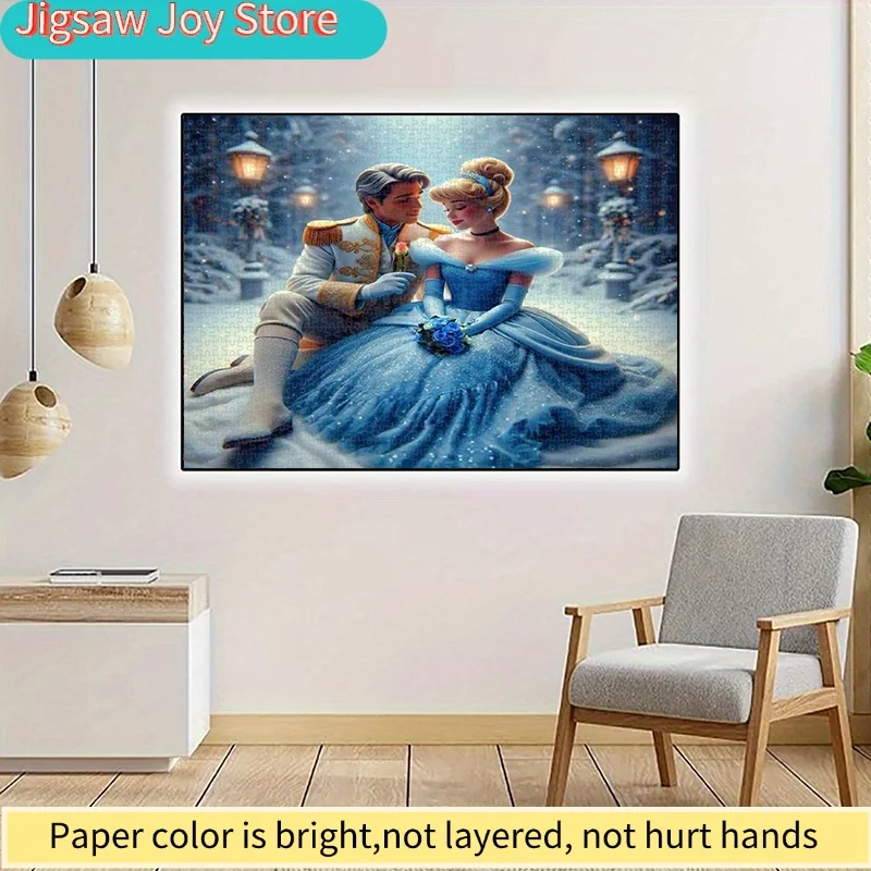 Puzzle papierowe 1000 elementów, układanka DIY (Kopciuszek i Książę, romantyczna scena, zimowa bajka), puzzle dla dorosłych, odpowiednie do...