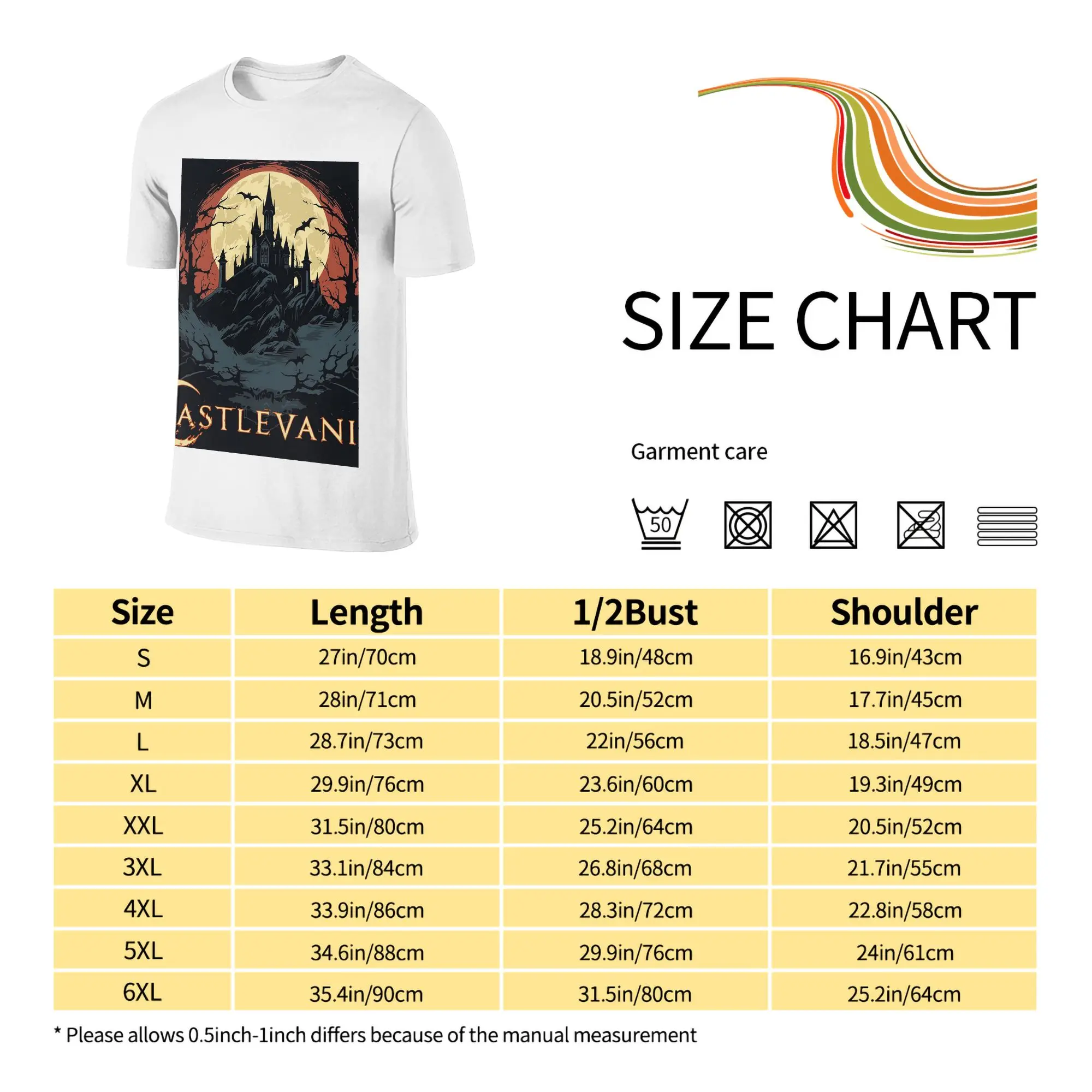 100% Cotton Castle of Darkness Castlevania T-Shirt Men's Double Sided T Shirt Men Round Neck Summer Shirts Tops Oversized