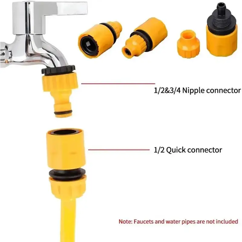 Garden Quick Hose Connector 3/4 & 1/2 Inch Graden Hose Water Tap Threaded Connector Faucet Adapter For Garden Irrigation