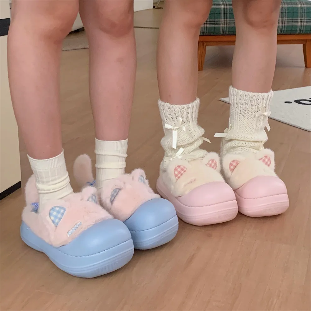 

Winter Women's Cotton Slippers New Outdoor Style Non-Slip Home Warmth Shoes Thick-Soled Cotton Slippers