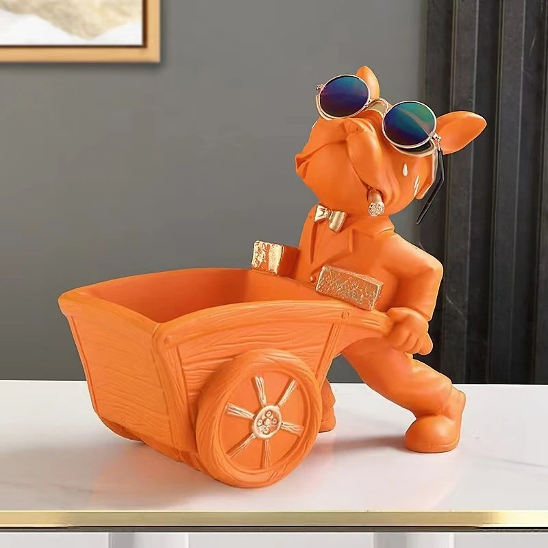 

Cart Dog Statue Storage Box Animal Decoration Resin Art Sculpture Statue Home Decoration Study Decoration