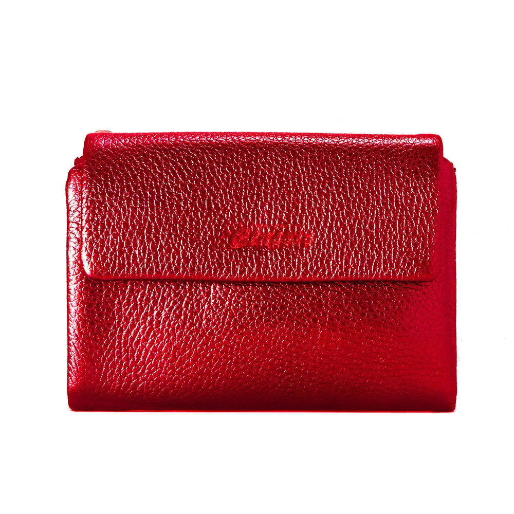 Dompet Kulit Asli Pendek Wanita Dompet Kulit Sapi Asli Lembut Modis Wanita Tas Clutch Kulit Sapi Tempat Kartu dengan Kotak Hadiah