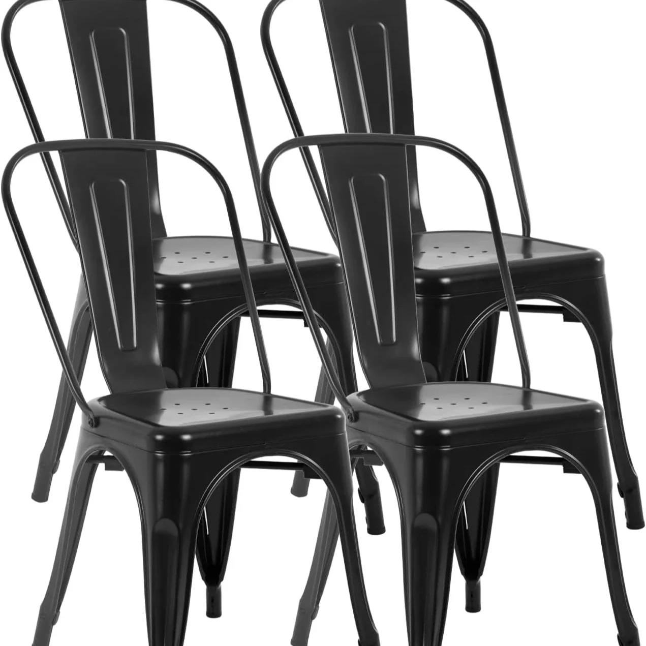 Metal Dining Chairs Set Of 4 Indoor Outdoor Patio Chairs Kitchen Metal 18 Inch Seat Height Restaurant Metal