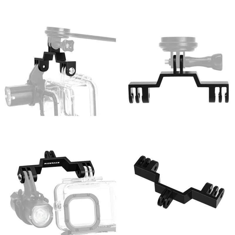 RIDERACE-Support d\'ordinateur de vélo en aluminium pour GoPro, adaptateur de montage double pour touristes, détermination du boîtier de caméra,