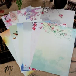 8Pcs Chinese Ancient Style Beautiful Natural Scenery Letter Paper Aesthetic Art Pattern Birthday Wedding Party Invitation Paper